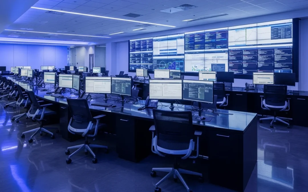 Central monitoring station displaying commercial fire alarm signals for South Florida properties