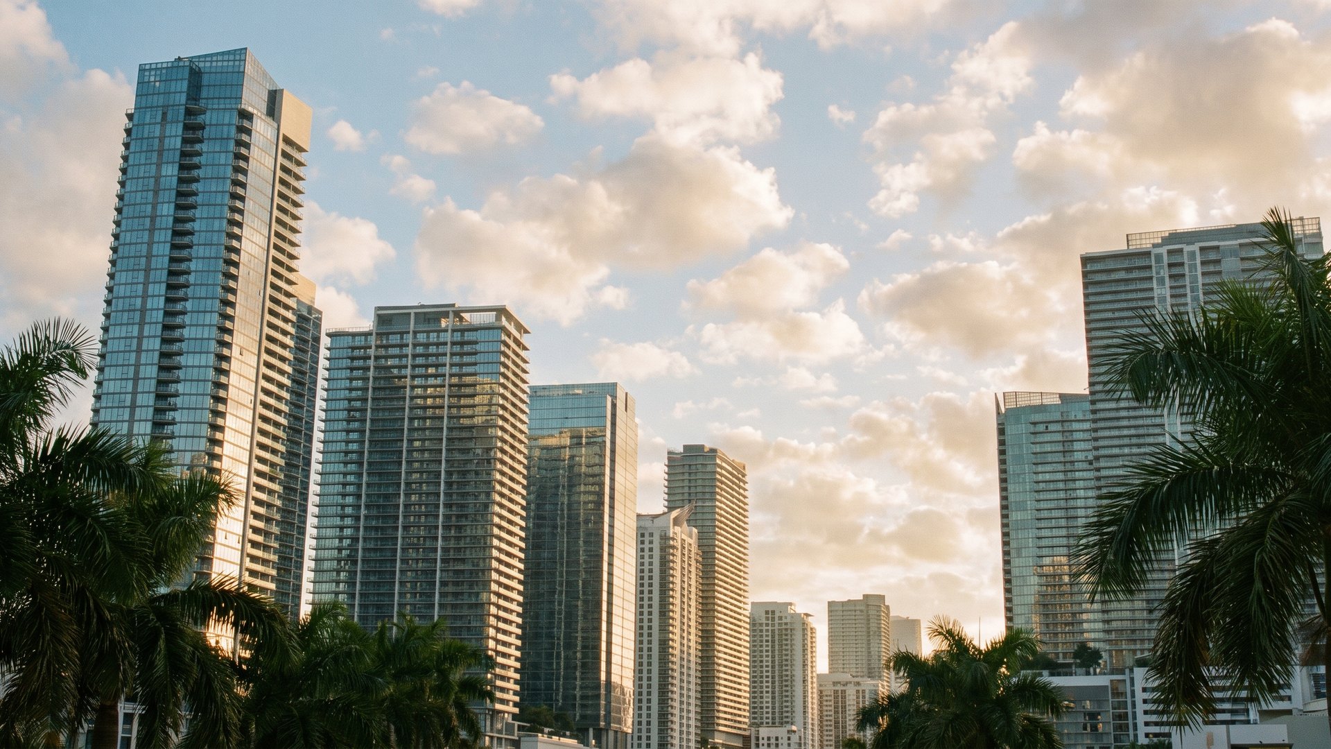 High-rise office and residential towers in the Brickell district of Miami, Florida